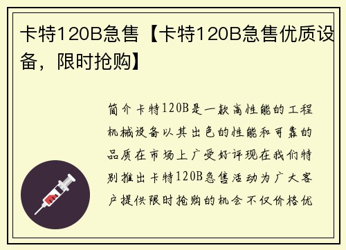 卡特120B急售【卡特120B急售优质设备，限时抢购】