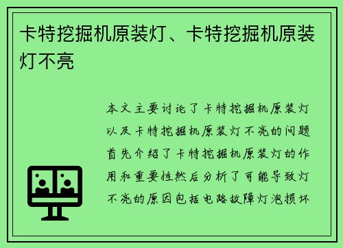 卡特挖掘机原装灯、卡特挖掘机原装灯不亮
